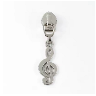 Fermeture éclair note de musique argentée 5/6 mm pour fermeture éclair métallisée