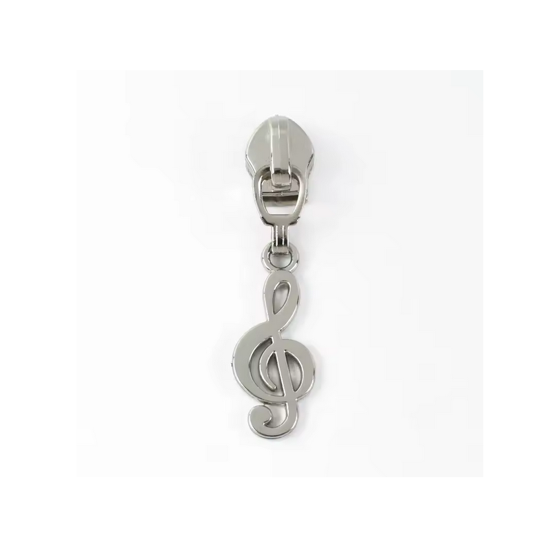 Fermeture éclair note de musique argentée 5/6 mm pour fermeture éclair métallisée