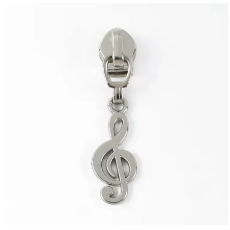 Zipper musical note silver 5/6mm for metallized zipper