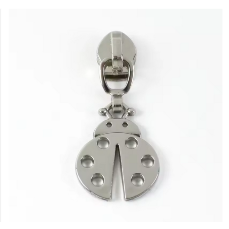 Fermeture éclair coccinelle argentée 5/6 mm pour fermeture éclair métallisée
