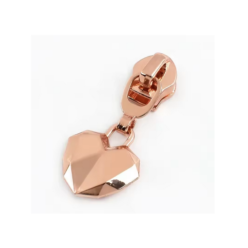 Fermeture éclair Geo Heart cuivre 5/6 mm pour fermeture éclair métallisée