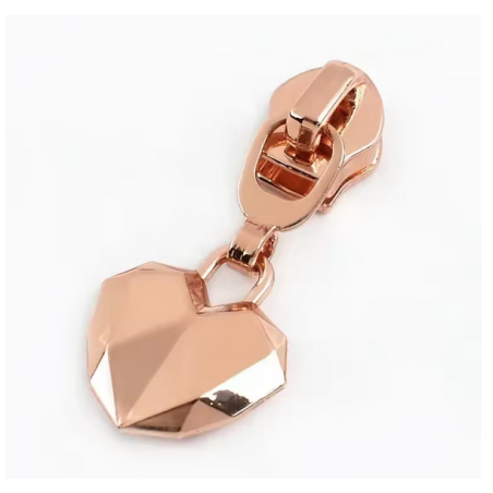 Fermeture éclair Geo Heart cuivre 5/6 mm pour fermeture éclair métallisée