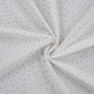 coton tissé - Mini Coeurs écru