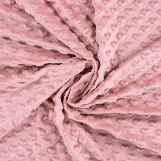 minky - coeurs en relief roses