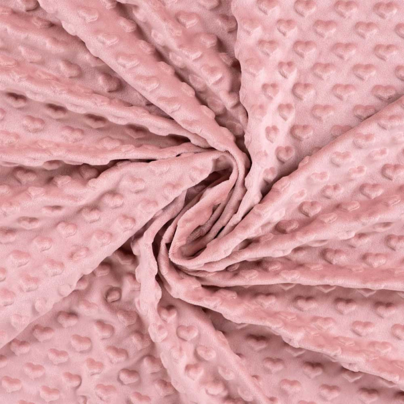 minky - embossed hearts pink