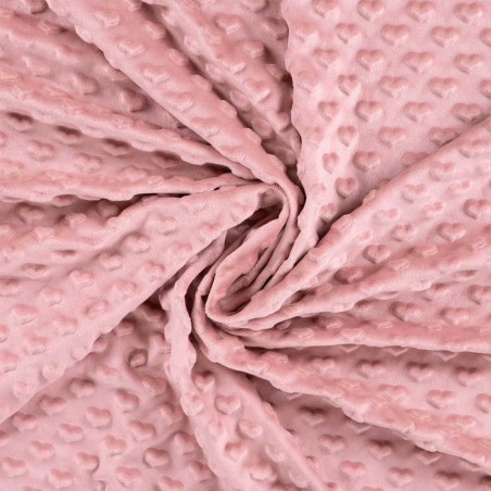 minky - embossed hearts pink