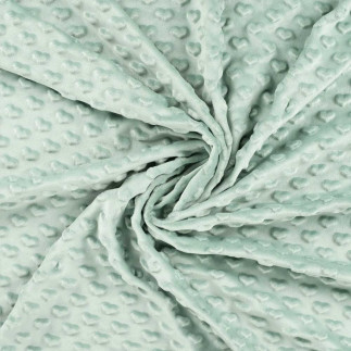 minky - Coeurs en relief menthe