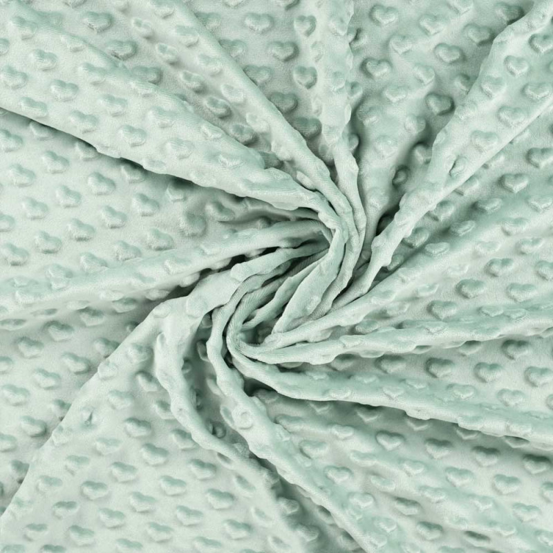 minky - embossed hearts mint