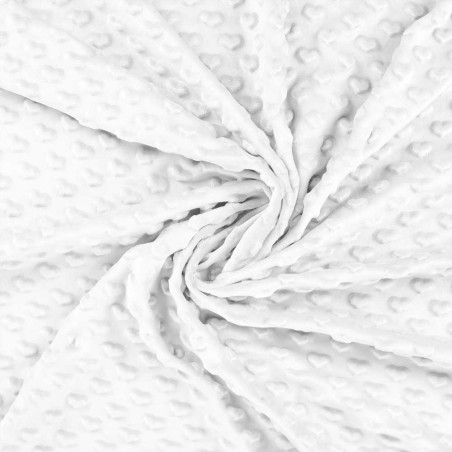 minky - coeurs en relief écru