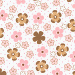 Flanell - Florals rosa / braun auf weiss