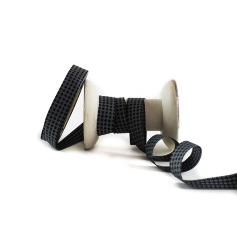 Woven ribbon - Staaars black-grey