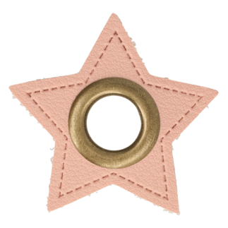 Öse auf Kunstleder Stern rosa 8mm bronze