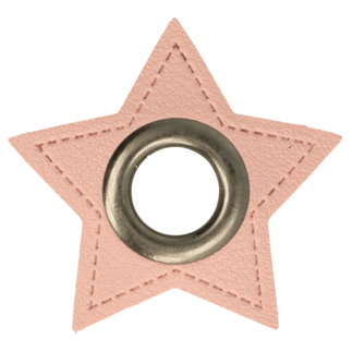 Eyelet on faux leather star pink 8mm gunmetal