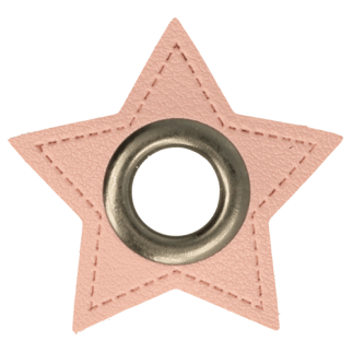Öse auf Kunstleder Stern rosa 8mm gunmetall