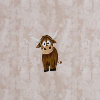 french terry - Mrs Mint Design - Holy Cow beige panel 50cm