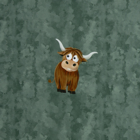 french terry - Mrs Mint Design - Panneau vert forêt Holy Cow 50 cm
