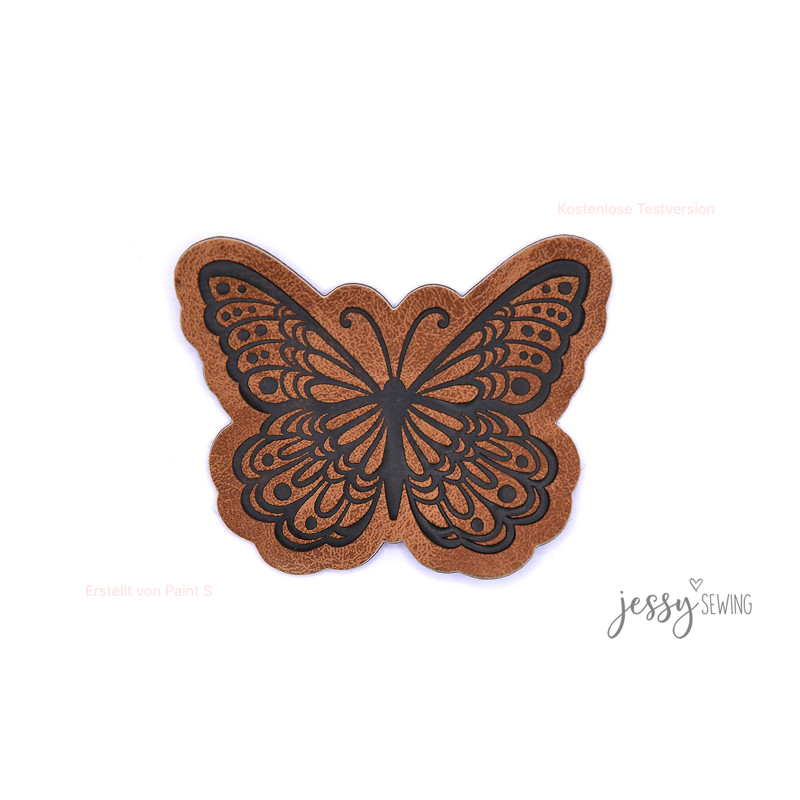 XXL synthetic leather label - Butterfly brown