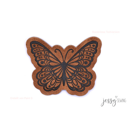 XXL synthetic leather label - Butterfly brown
