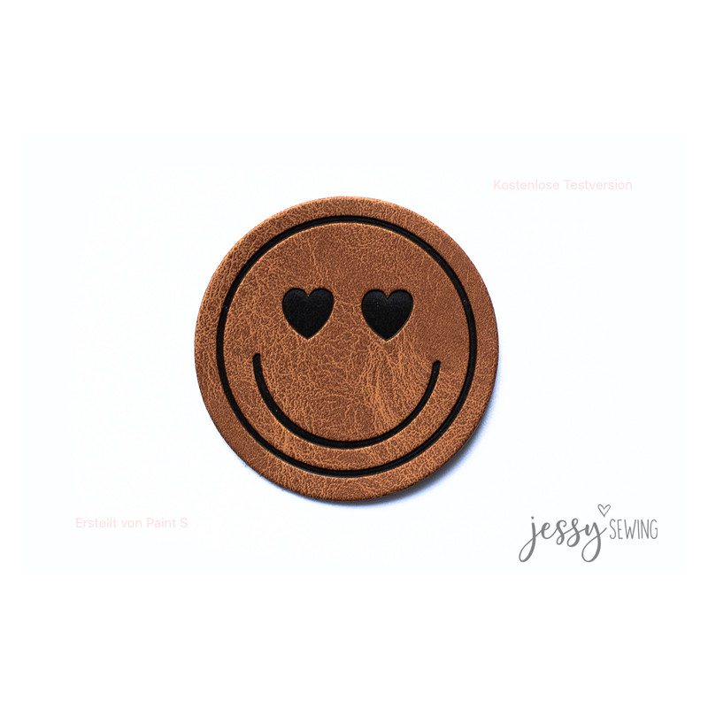 XXL Kunstlederlabel - Love Smile rund braun