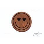 XXL Kunstlederlabel - Love Smile rund braun
