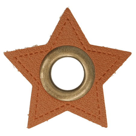 Öse auf Kunstleder Stern braun 8mm bronze