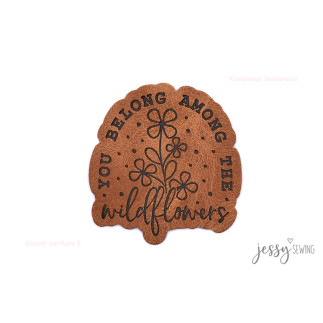 XXL Kunstlederlabel - among the wildflowers braun