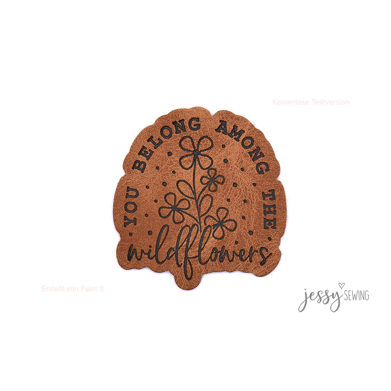XXL synthetic leather label - among the wildflowers brown