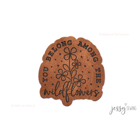 XXL Kunstlederlabel - among the wildflowers braun