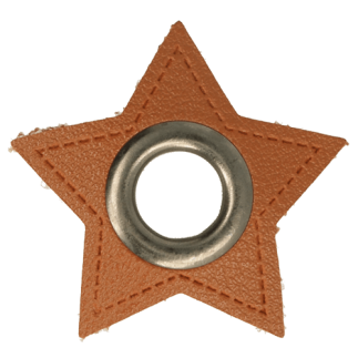 Eyelet on artificial leather star brown 8mm gunmetal