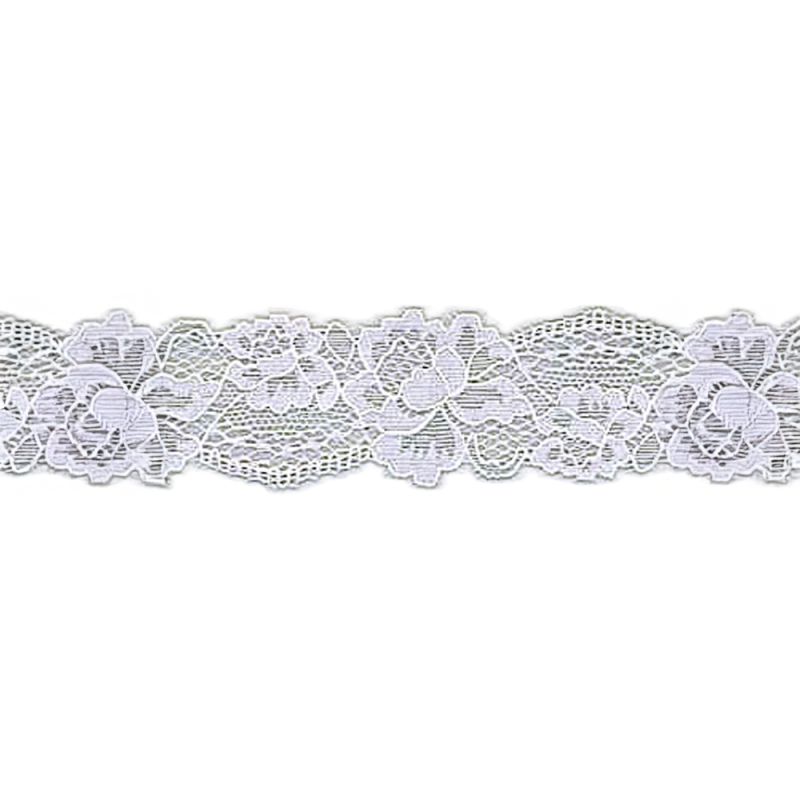 tissu de dentelle élastique roses 38 mm blanc cassé