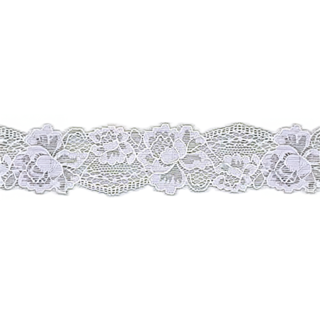 tissu de dentelle élastique roses 38 mm blanc cassé