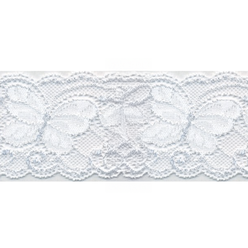Elastic lace 65mm butterfly white