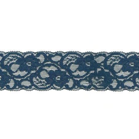 tissu de dentelle élastique 55 mm bleu foncé