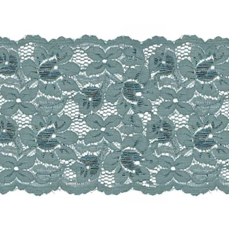 Elastische Spitze Blumen 150mm grau