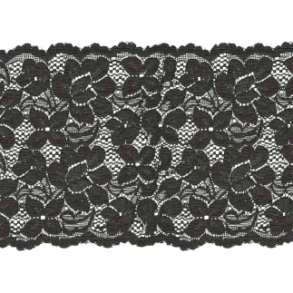 Elastic lace flowers 150mm black