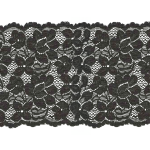tissu de dentelle élastique fleurs 150 mm noir