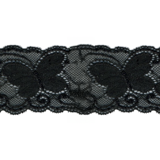 Elastic lace 65mm butterfly black