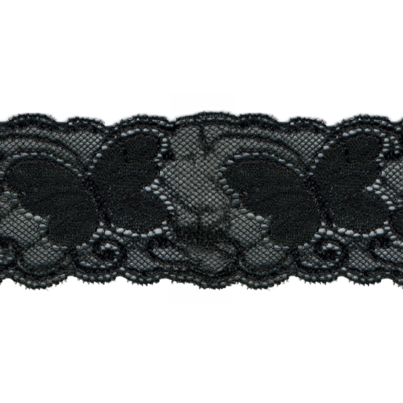 tissu de dentelle élastique papillon noir 65 mm