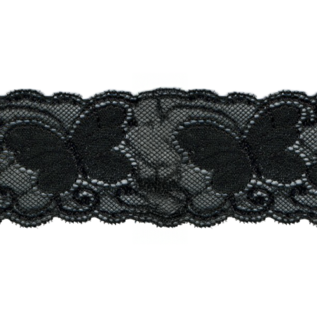 Elastic lace 65mm butterfly black