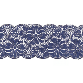 tissu de dentelle élastique 65 mm bleu marine (pr)