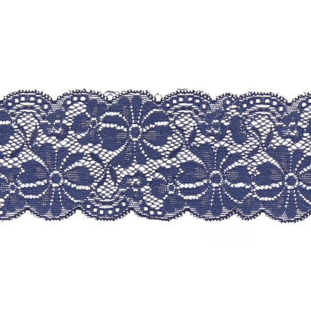 tissu de dentelle élastique 65 mm bleu marine (pr)
