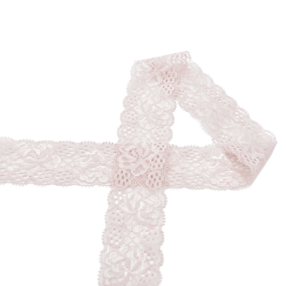 tissu de dentelle élastique 30 mm rose poudré (qt)