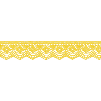 Dentelle aux fuseaux 25 mm jaune (Royaume-Uni)