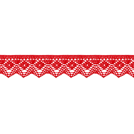 Dentelle aux fuseaux 25 mm rouge (Royaume-Uni)