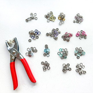 Lot de 150 boutons-pression jersey 9,5 mm Ringli, avec pince