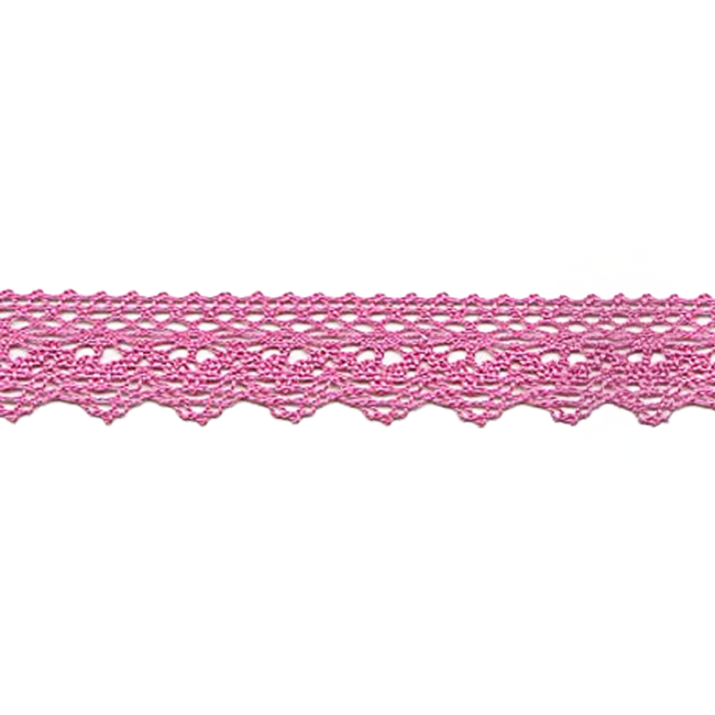 Dentelle aux fuseaux 25 mm rose (l)