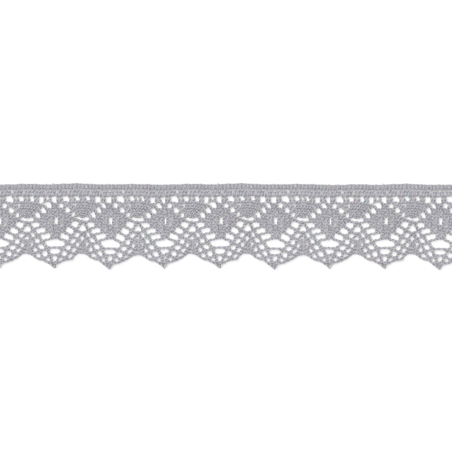 Dentelle aux fuseaux 25 mm gris clair pailleté (Royaume-Uni)