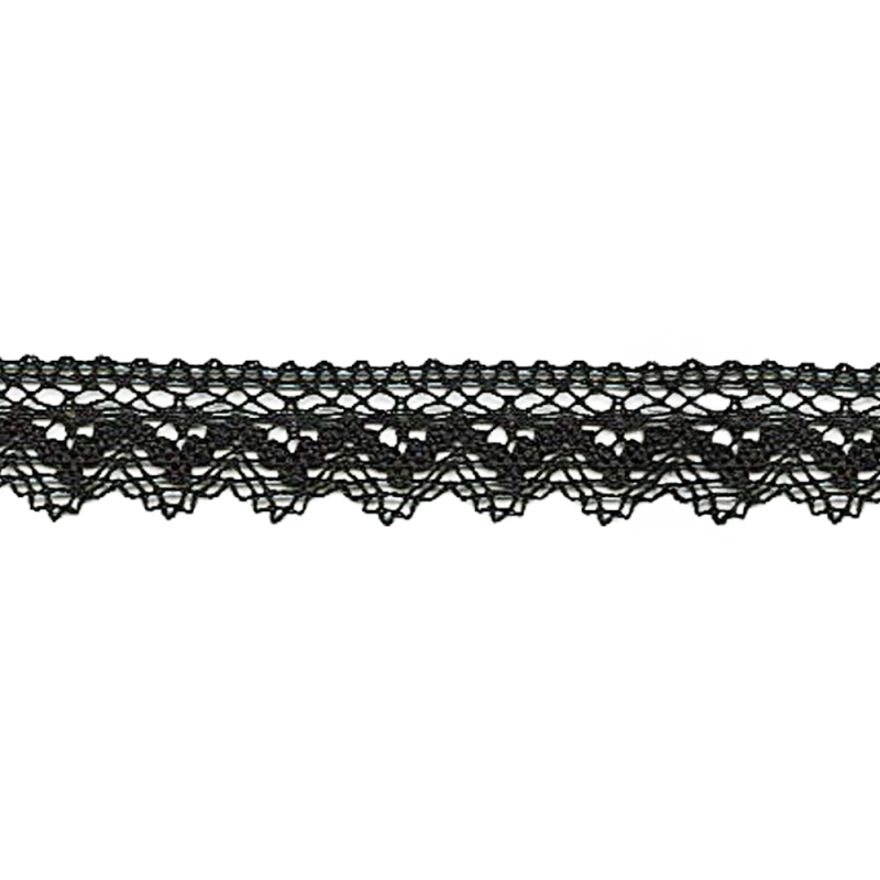 Dentelle aux fuseaux 25 mm noire (l)