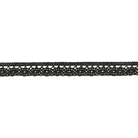 Dentelle aux fuseaux fine 13 mm noire (l)
