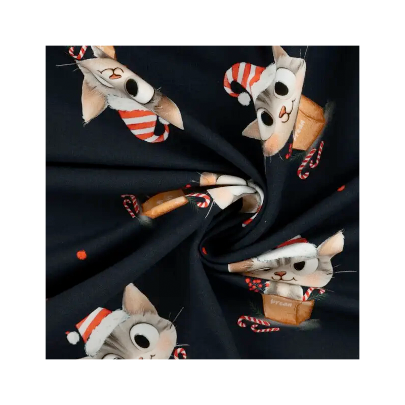French Terry - Kitty Cat Christmas schwarz
